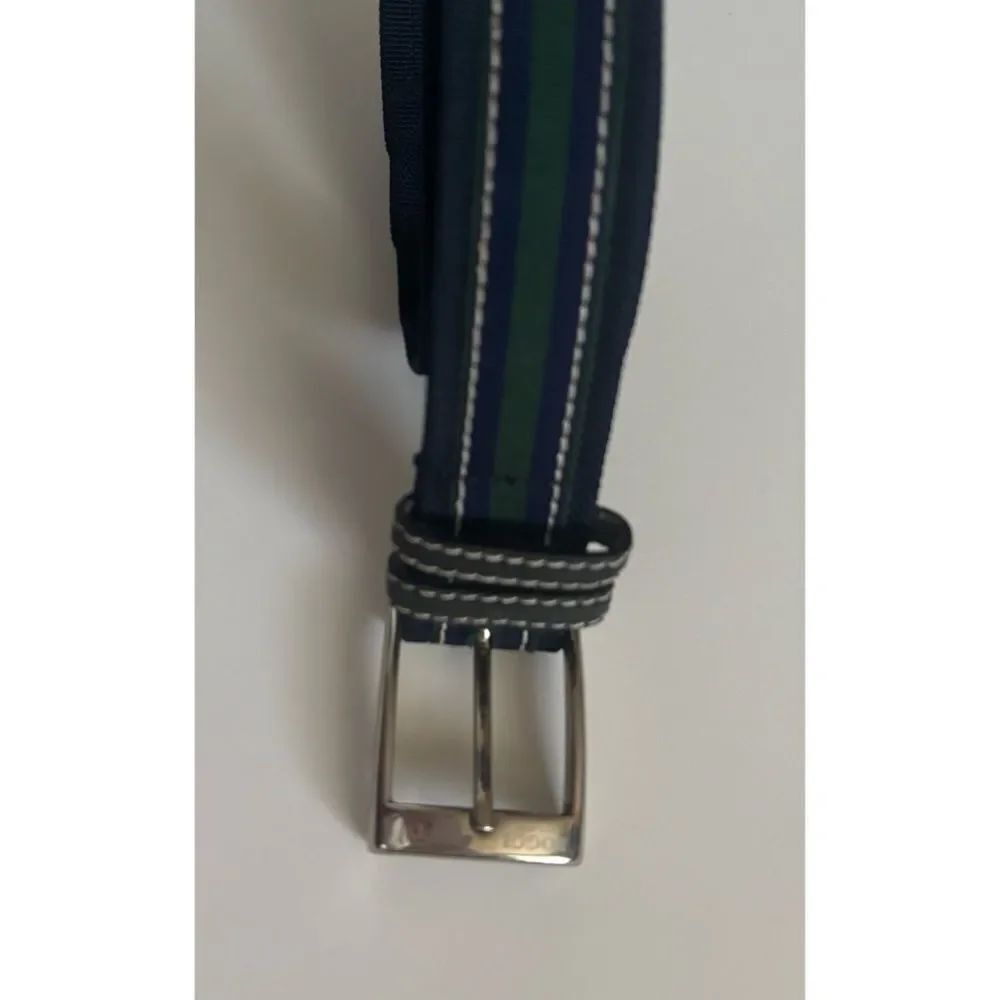 Boggi Milano Navy and Green Striped Belt Size S